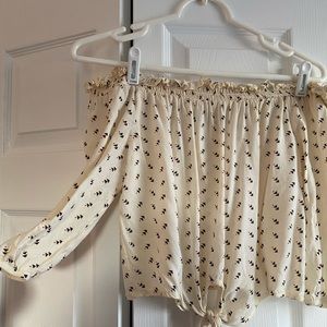 Beige Off the Shoulder Shirt